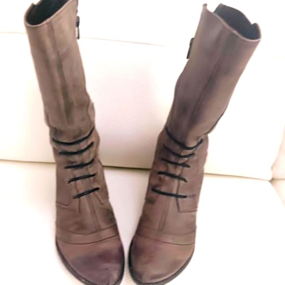 Dorking by Fluchos Vintage Brownish/Grey Mid Calf Leather Boots Sz 38/7.5